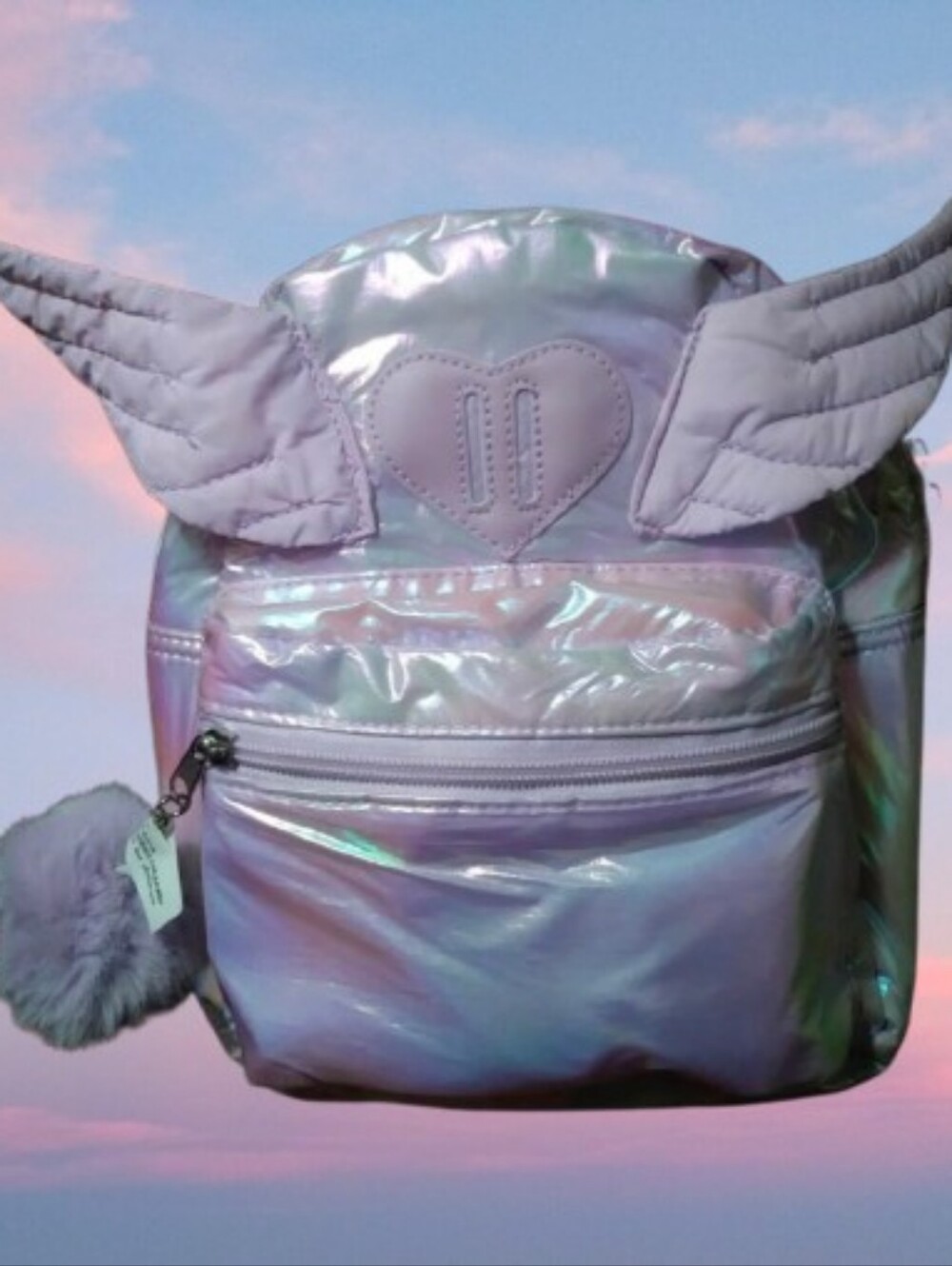 Lavender Holographic Pastel Goth Angel Wing Backpack You